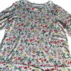 Lands End ladies pullover long sleeve flower gardening shirt top size XL NEW